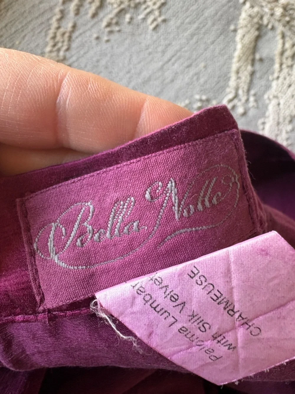 Stunning Bella Notte Paloma Charmeuse Lumbar Throw Pillow Magenta New